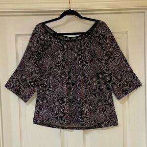 George Purple Paisley Peasant Blouse Size Large